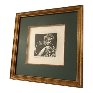 Unique 1989 Doug Anderson Original Woodblock Print - Hand-Signed Monoprint Figural Art For Sale