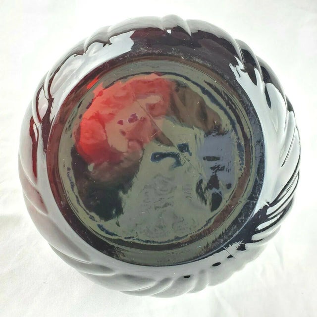 Mid-Century Anchor Hocking Royal Ruby Swirl Tilted Ball Pitcher For Sale In Las Vegas - Image 6 of 7