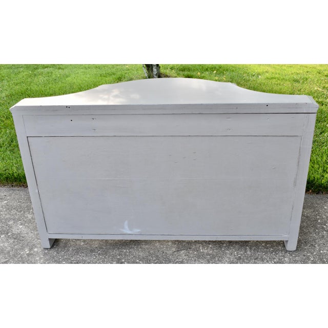 1920s Antique Walnut Carved Hollywood Regency Style Console Table Painted Gray/Distres For Sale - Image 5 of 15