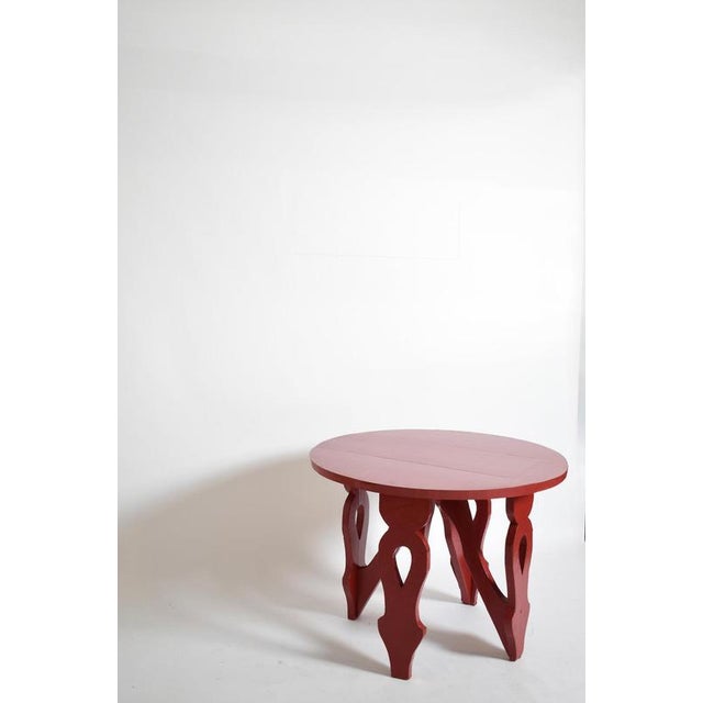 Rustic Round Burgundy Red Table, 1920s For Sale - Image 4 of 6