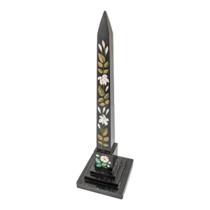19th Century Italian Grand Tour Pietra Dura Inlaid Floral Obelisk