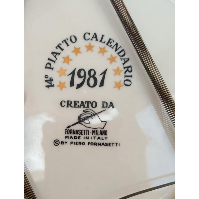 Ceramic Calendar Plate by Piero Fornasetti, 1981 For Sale - Image 3 of 8