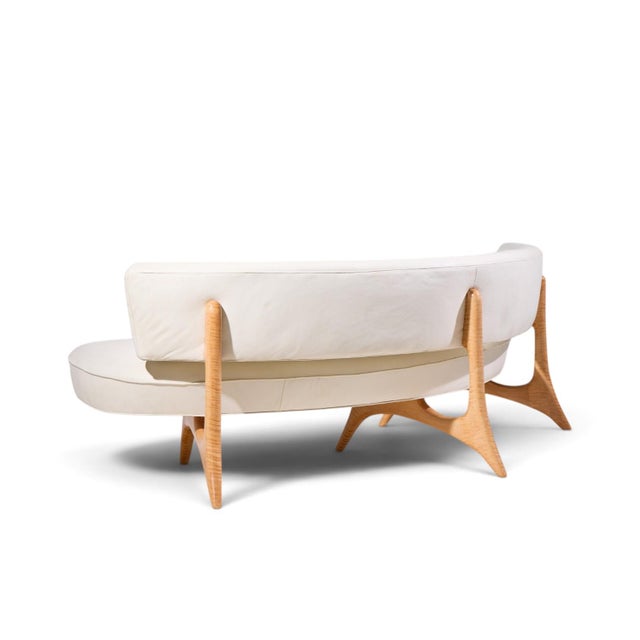 Mid 20th Century Vladimir Kagan Mid Century Tiger Maple Floating Curve Sofa For Sale - Image 5 of 10