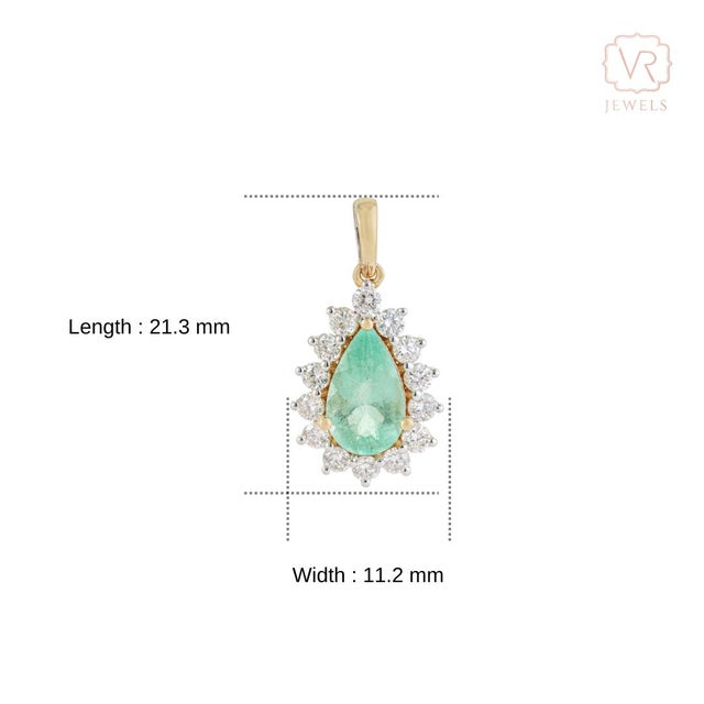 Certified 1.15ct Columbian Emerald Diamond Halo Pendant in 14k Yellow Gold For Sale - Image 10 of 15