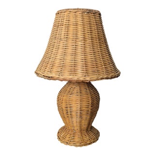 Vintage Wicker Table Lamp For Sale