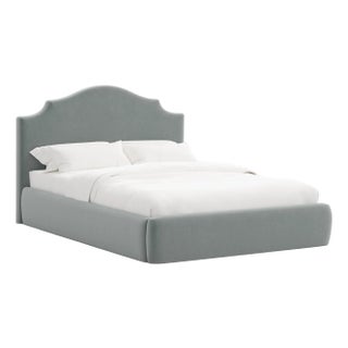 Tori Platform Bed in Lichen Slub Velvet, California King For Sale