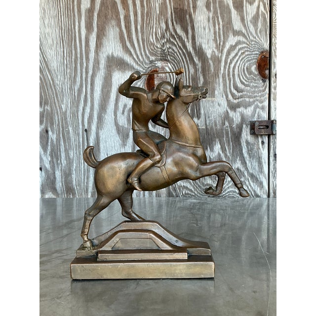Late 20th Century Vintage Boho Brass Horse and Rider For Sale - Image 5 of 10