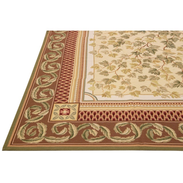 Vintage Portuguese Arraiolos Needlepoint Allover Designed Beige Wool Rug For Sale - Image 4 of 10