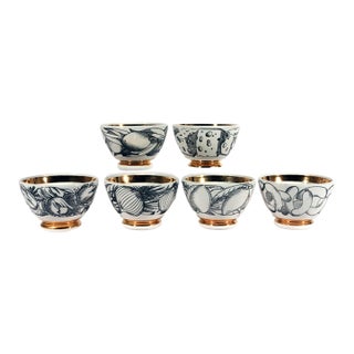 1960s Piero Fornasetti Ceramic Appetizer Bowls - Set of Six For Sale