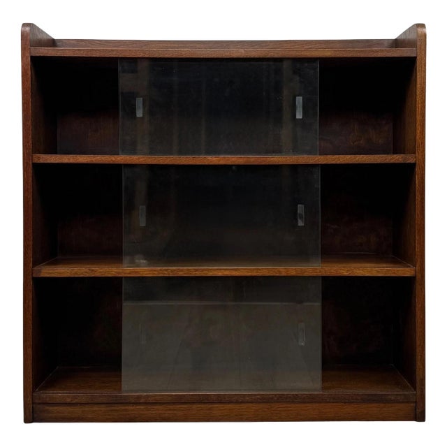 Antique 20th Century Oak Glazed Display Cupboard For Sale