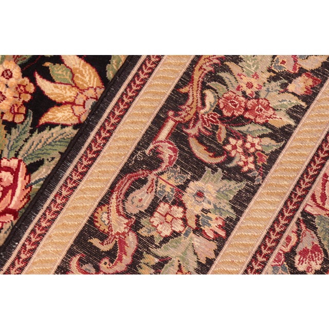 Textile Shabby Chic Floral 1990's Pak-Persian Black/Red Wool Rug - 6'2'' X 9'5'' For Sale - Image 7 of 9
