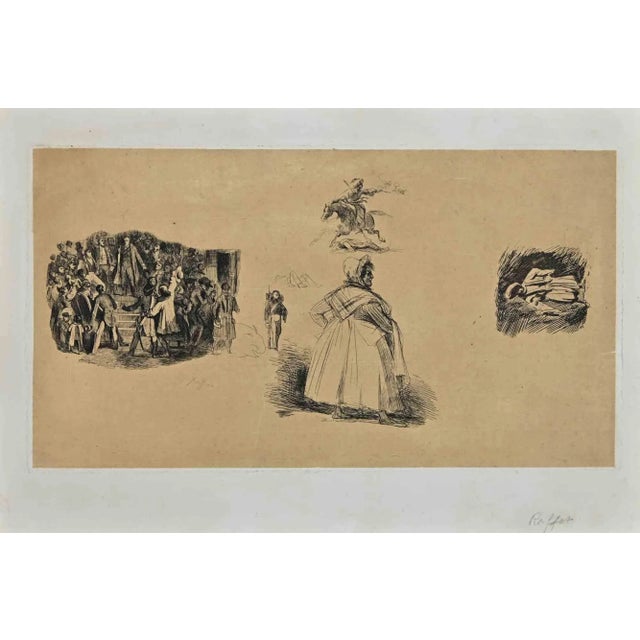 Portraits is an Original Etching realized by Auguste Raffet in 19th century. Signed on plate on the lower right. Good...