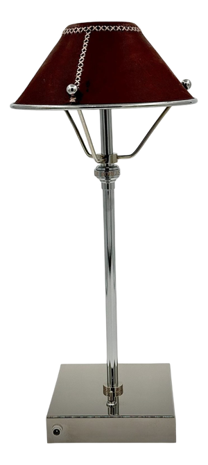 Rechargeable Steel Lamp with Leather Lampshade by Borges