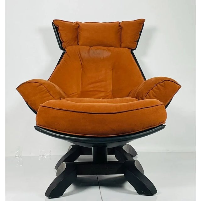 Giorgio Saporiti Vintage Chair & Ottoman Made in Italy by Giorgio Saporiti For Sale - Image 4 of 12