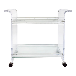 Late 20th Century Lucite 2-Tiered Rolling Bar/Serving Cart on Casters