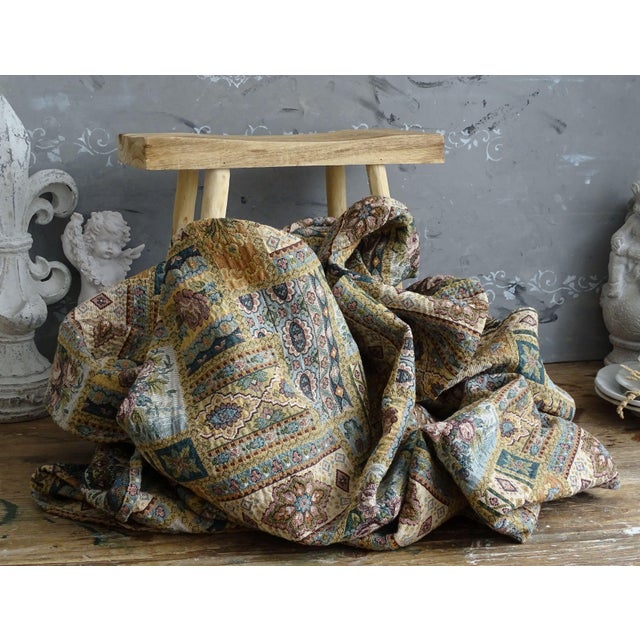 Khaki 1960s Brocade Fabric Panel Floral Design For Sale - Image 8 of 12