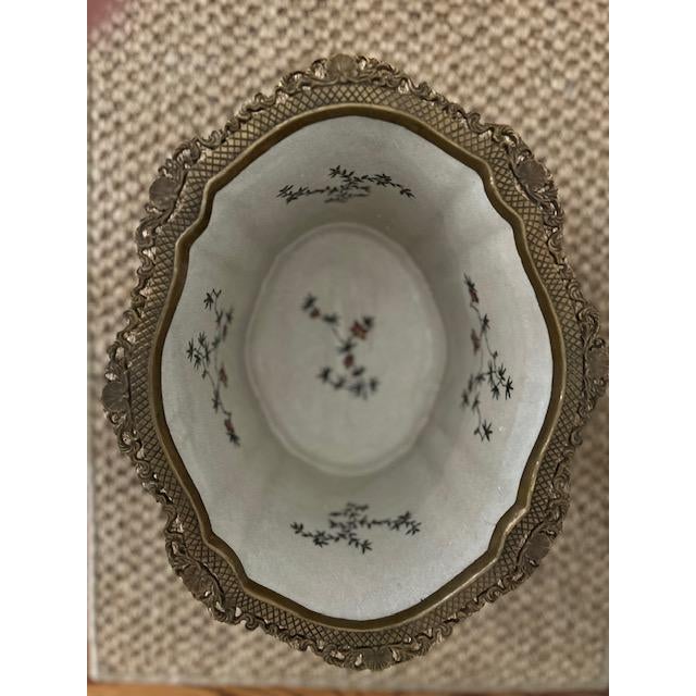 Fine Porcelain Cachepot With Bronze Metal Accents For Sale - Image 4 of 9