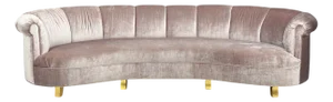 Haute House, Large Audrey Channel Sofa, Purple Fabric, Giltwood, 21st C.