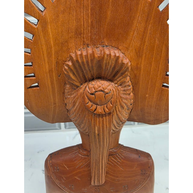 Champagne Mid-Century Balinese Art Deco Crowned Legong Dancer Bust in Premium Hardwood For Sale - Image 8 of 12
