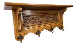 French Coat Rack in Oak with Hooks