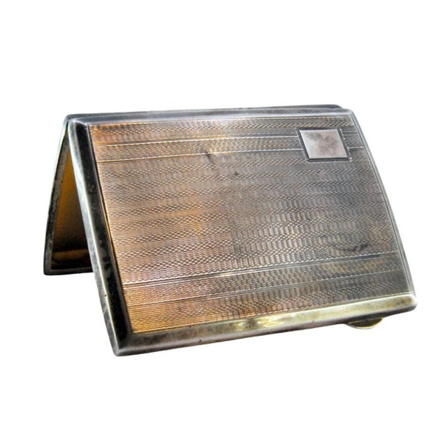 Silver Guilloche Silver Cigarette Case with Monogram Card For Sale - Image 8 of 8