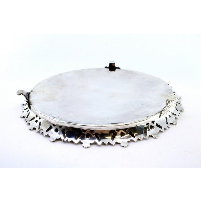 Silver Ticket Holder with Edge Grid, Engraved Floral Motifs, Monogram Card and Claw-Shaped Feet For Sale - Image 6 of 9