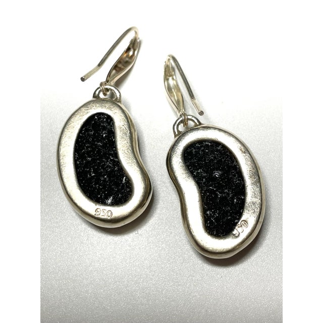 Mid Century Sterling 950 Silver and Hawaiian Lava Earrings - 2 Pieces For Sale - Image 4 of 4