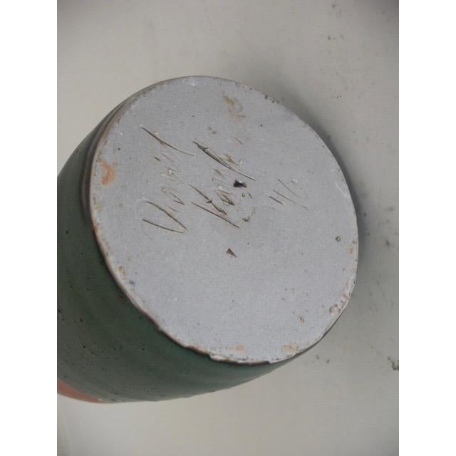 Vintage Studio Pottery Vase With Three-Color Glaze Design For Sale - Image 11 of 14