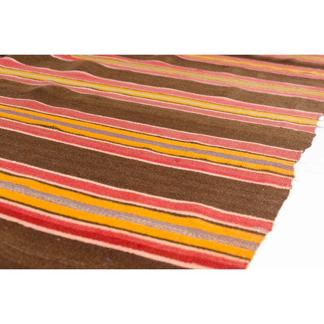 Mid 20th Century Handwoven Striped Boho Area Rug For Sale - Image 4 of 10