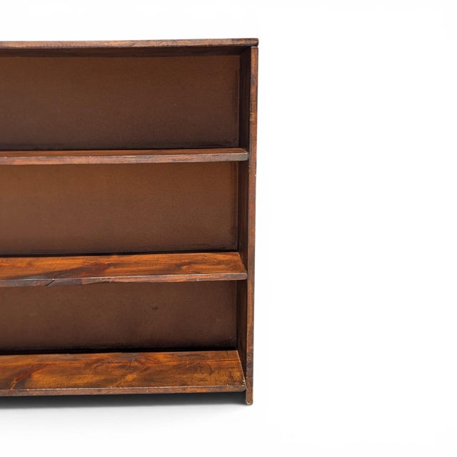 Vintage Primitive Rustic Low Wood Bookcase No. 57a For Sale - Image 12 of 18
