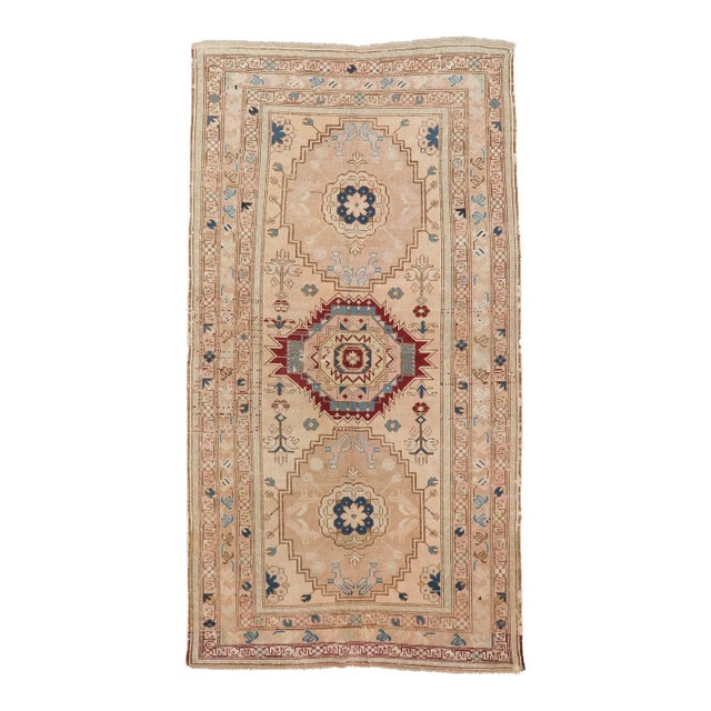 Mid 20th Century Vintage Washed Out Caucasian Rug For Sale