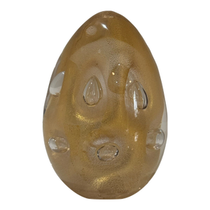 1940s Signed Archimede Seguso Murano Gold Aventurine Art Glass Paperweight