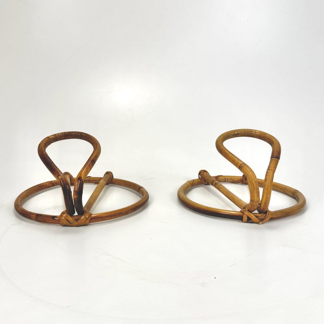 Bamboo Rattan Coat Hooks by Franco Albini, Italy, 1960s, Set of 2 For Sale - Image 6 of 8