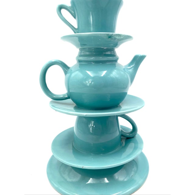 Blue Stacked Teacup Vase, Italy, 1980s For Sale - Image 10 of 13