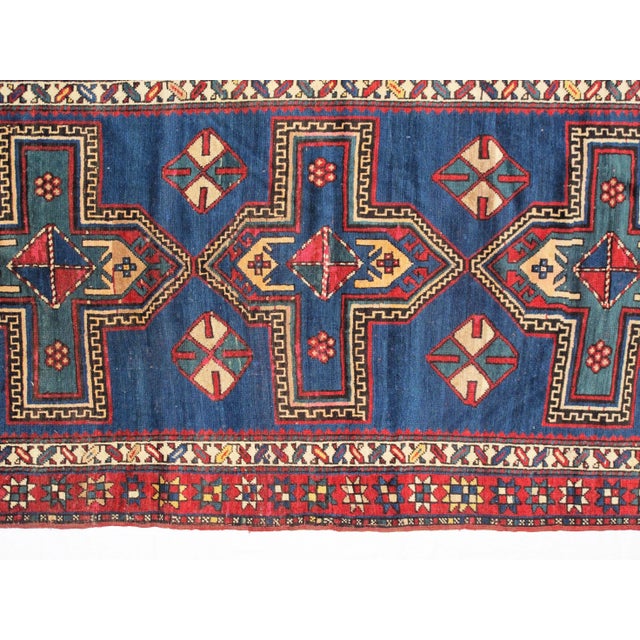 1900s Persian Blue Eagle Kazak - 3'10" X 7'10" For Sale - Image 4 of 8