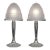 Pair of Muller Freres French Art Deco Frosted Glass & Nickeled Bronze Table Lamps - 1930s For Sale
