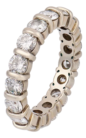 Vintage 2.70 Carat Total Weight Diamond 14k White Gold Eternity Band, Size 4.75