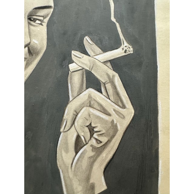 American 1940s Original Signed Graphite Illustration of Smiling Sailor With Cigarette, 11.5 X 9.25 In. For Sale - Image 3 of 5