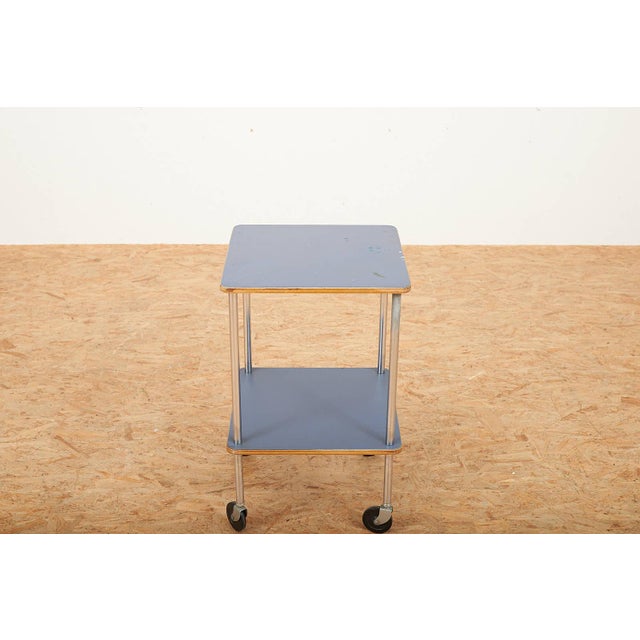 Side Table in Chrome-Plated Steel Tube Frame, in Worn conditions. Designed 1920 to 1949