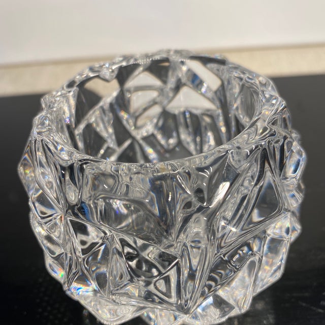 Glass Tiffany and Co Rock Cut Votive Candle Holder For Sale - Image 7 of 10