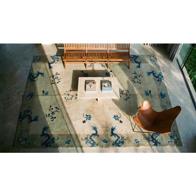 1920s Camel Dragon Floral Antique Chinese Peking Carpet 5' X 7'8" Handknotted Wool Rug For Sale - Image 15 of 15