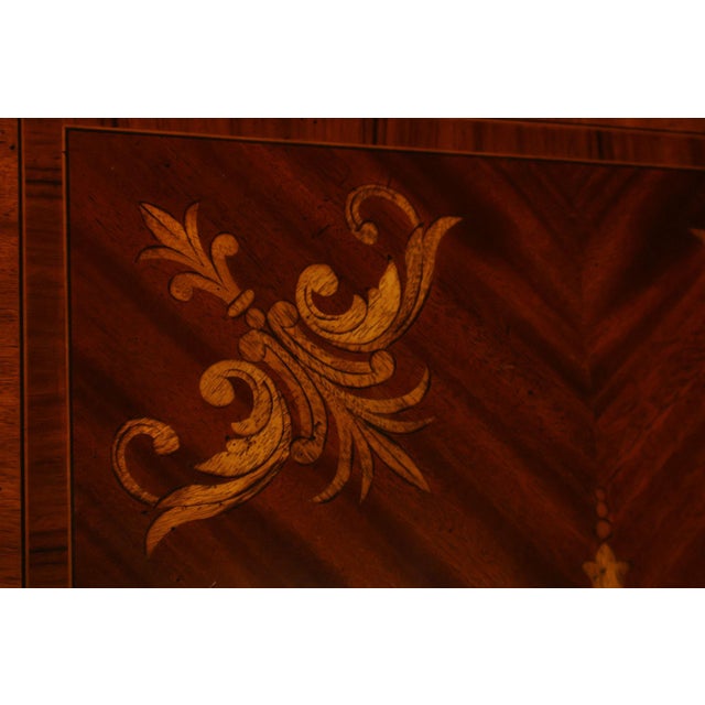 Maitland-Smith Georgian Style Carved Mahogany Inlaid Console Table For Sale - Image 15 of 18