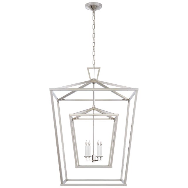 Chapman & Myers for Visual Comfort Signature Darlana Extra Large Double Cage Lantern in Polished Nickel For Sale