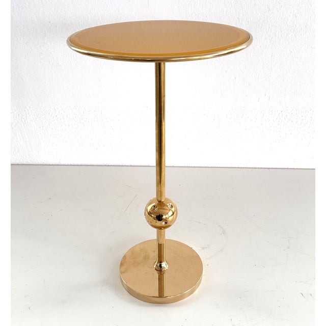 Vintage Italian Side Table in Brass and Yellow Glass by Osvaldo Borsani, 1950s For Sale - Image 10 of 11