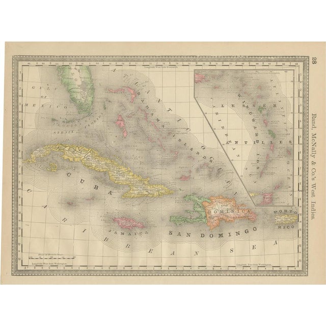 Antique Caribbean Map by Rand McNally, 1888 For Sale - Image 9 of 9