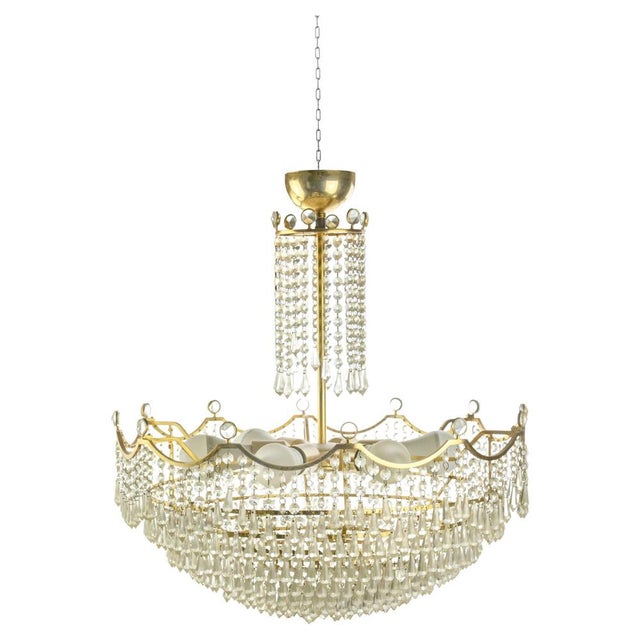 1970s Vintage Crystal Drops Chandelier, Italy, 1970s For Sale - Image 5 of 5