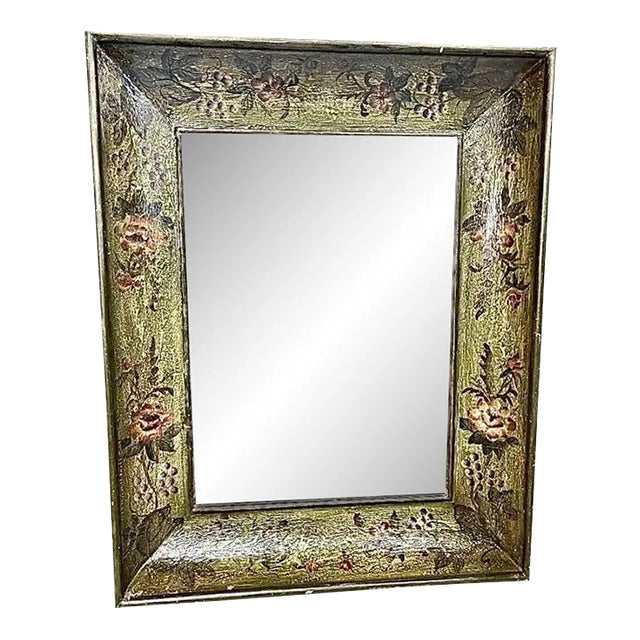 Large 1940s Italian Framed Decorative Mirror For Sale