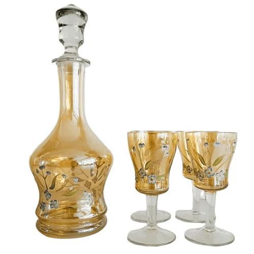 Antique Art Deco Bohemian Amber Glass Decanter Set, 1920s, Set of 7 For Sale - Image 13 of 13