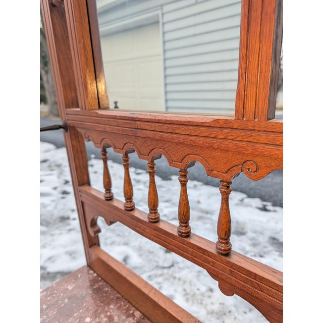 19th Century Victorian Hoffmeir Furniture Hall Tree With Marble Top & Umbrella Stand For Sale - Image 15 of 18