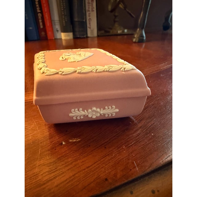 Mid-Century Modern Vintage Wedgwood Jasperware Pink W/White Diamond Shape Trinket Box 2.5" X 3.25" For Sale - Image 3 of 8